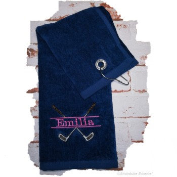 Golfhandtuch marinblau mit Namen